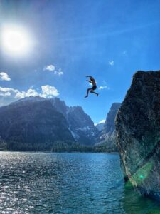 Grand Teton Phelps Lake Rock Jump